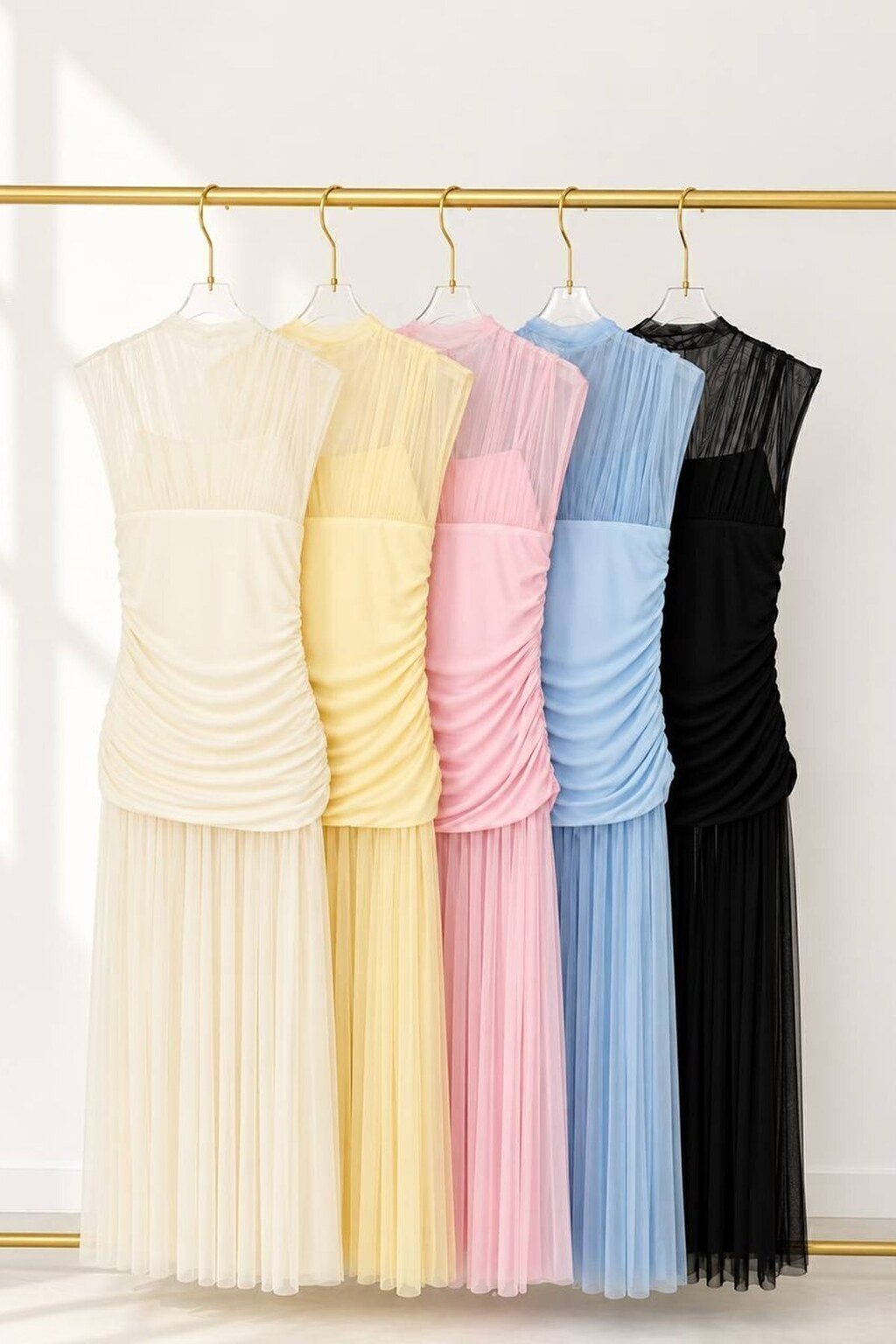 Elegance Tulle Maxi Dress – Cream