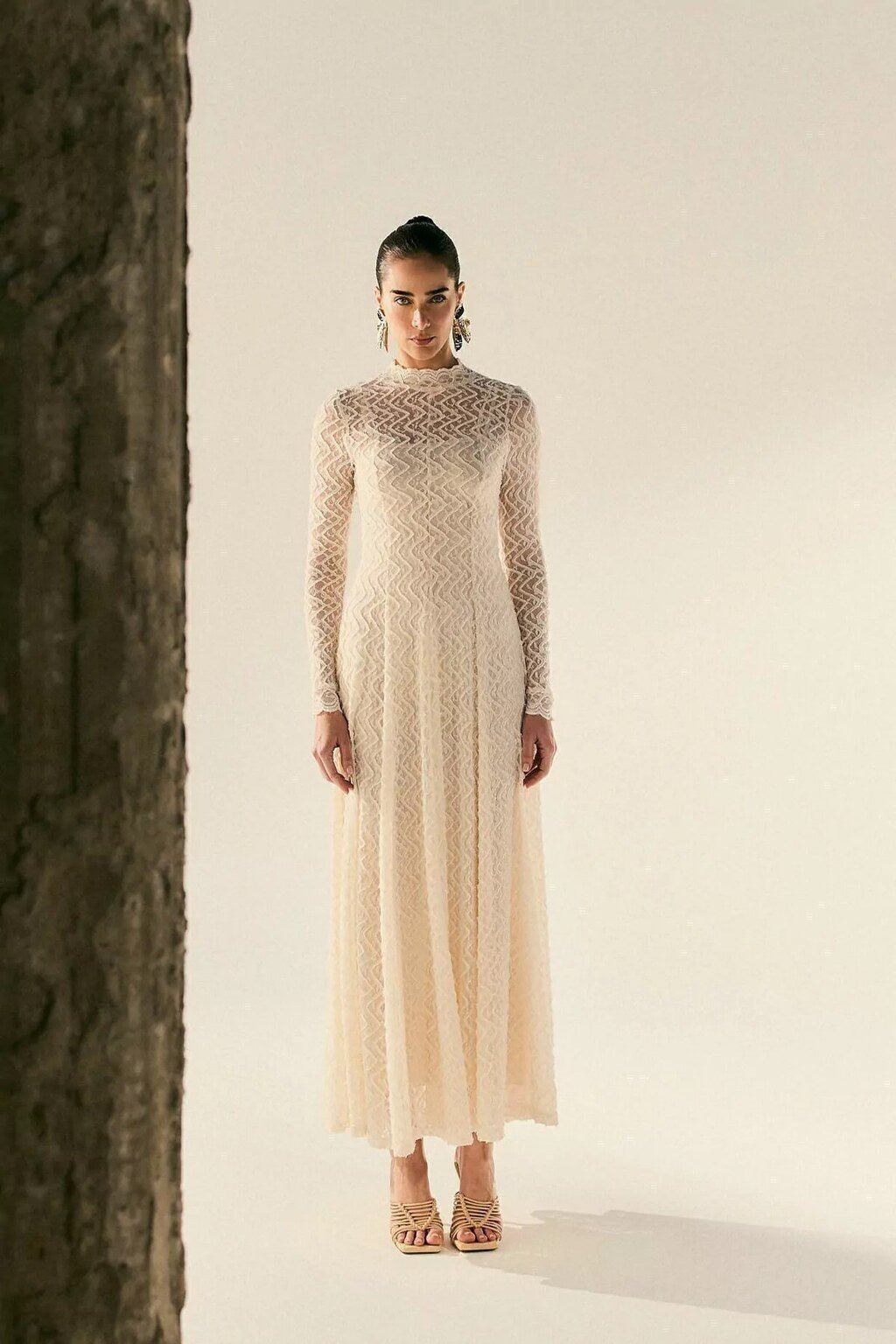 Rafaela Long-Sleeve Textured Maxi Dress